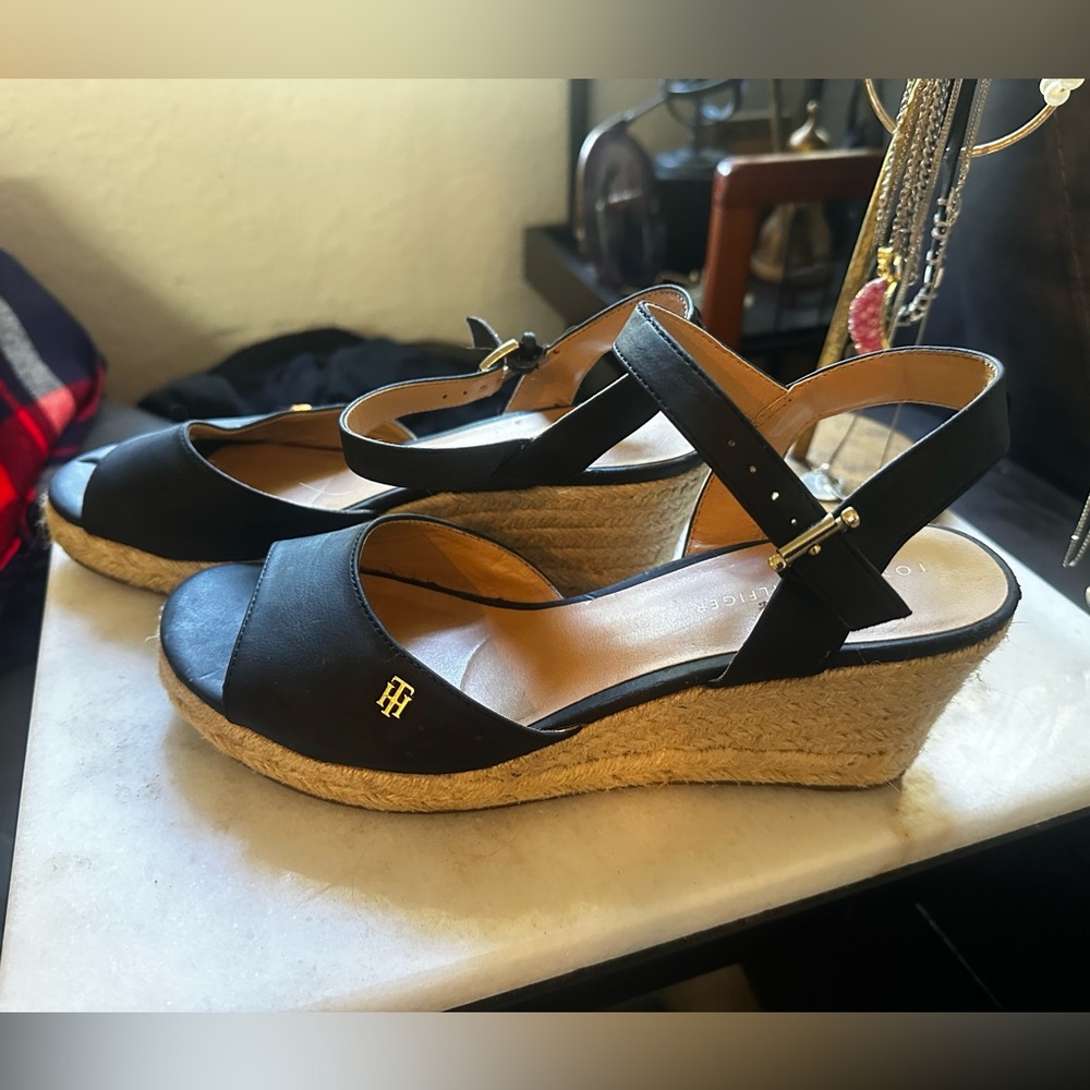 Tommy Hilfiger Black Espadrille Wedges
